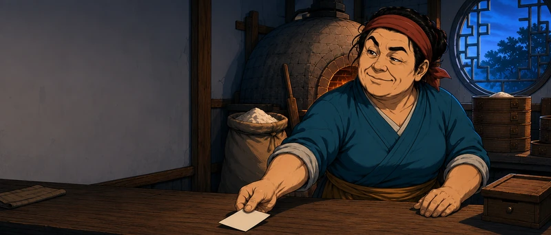 Relief softens Yan's face as she lays down a short blank order slip.