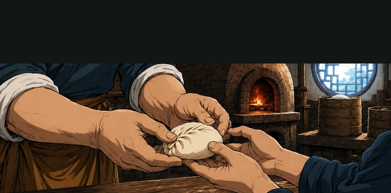 Yan takes the bun from Bo's hands to pinch the edge herself.