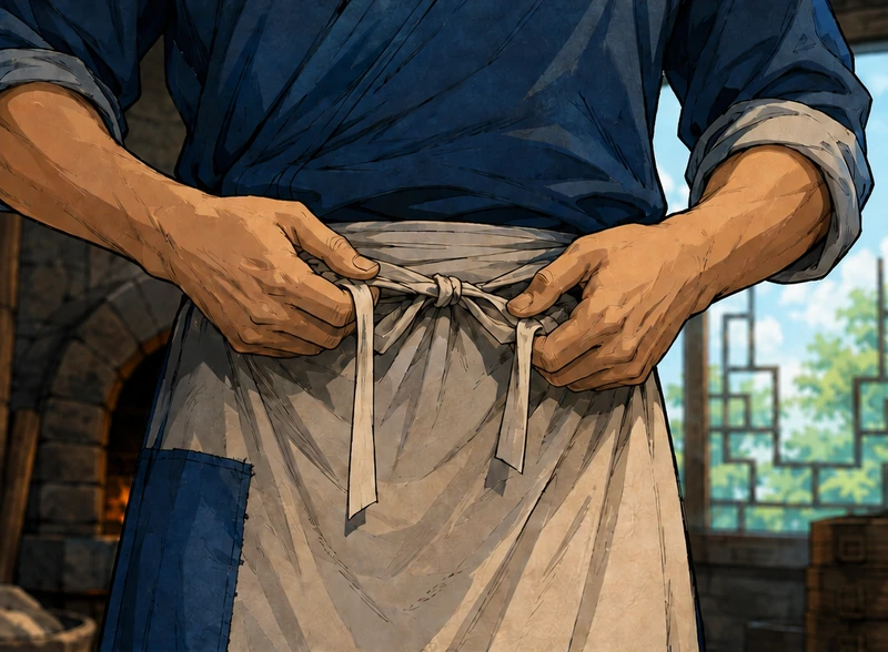 Bo unties his apron.